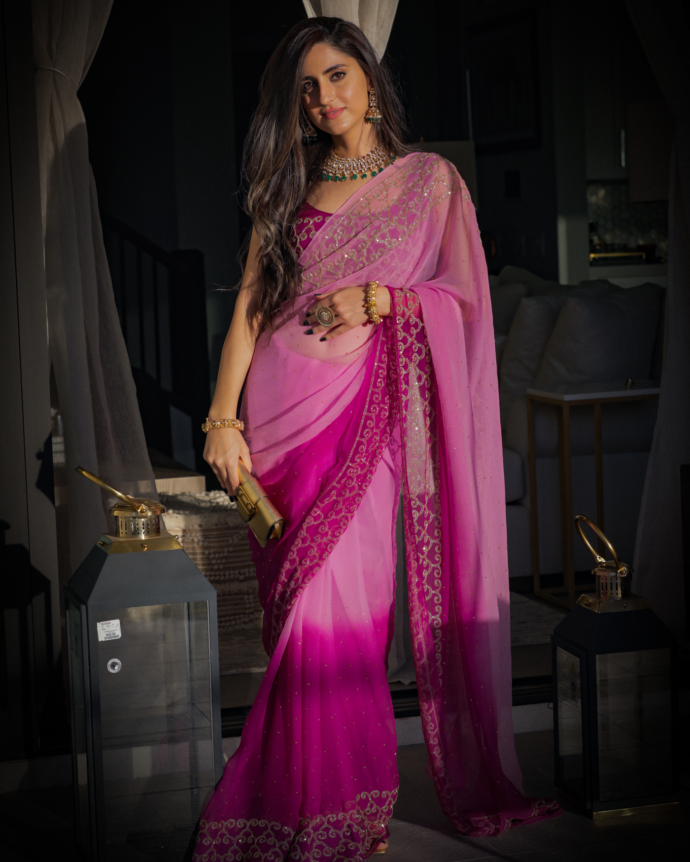 Deep Lavender Pure Chiffon Saree