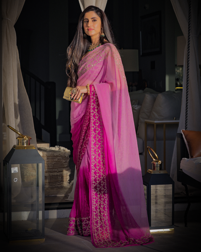 Deep Lavender Pure Chiffon Saree