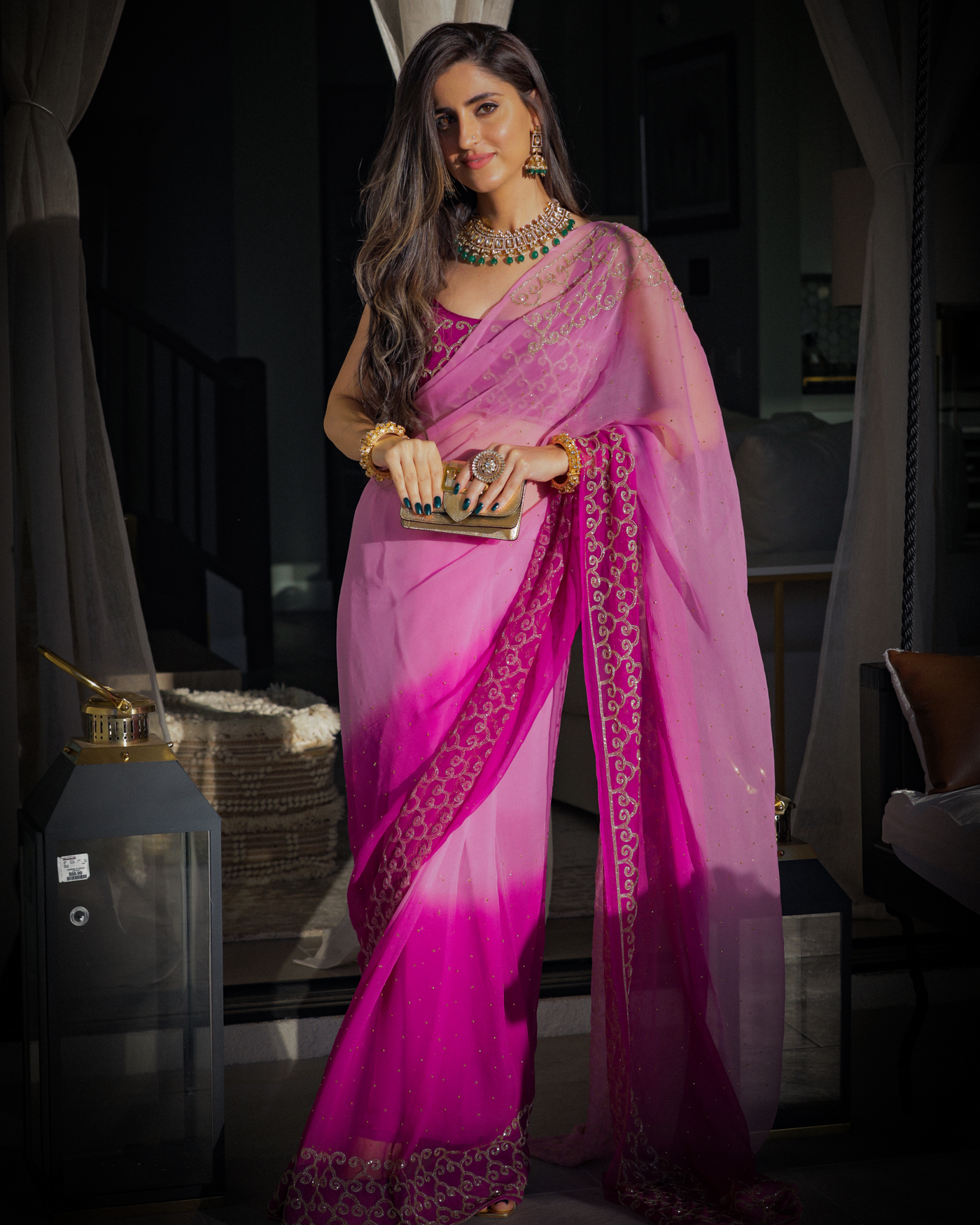 Deep Lavender Pure Chiffon Saree