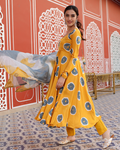 Yellow Pumpkin Tie And Dye Suit Set