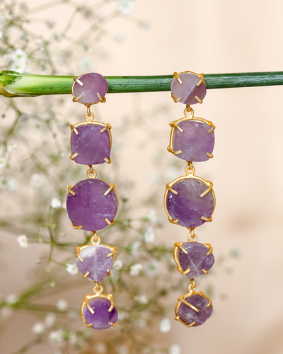 Fresh Purple Handcrafted Brass Earrings