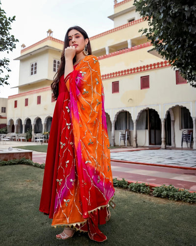 Graceful Maroon Gotapatti Chiffon Dupatta