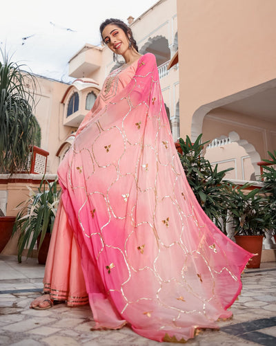 Pastel Peach Gotapatti Sharara Set