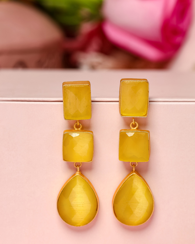 Radiant Yellow Handcrafted Brass Earrings