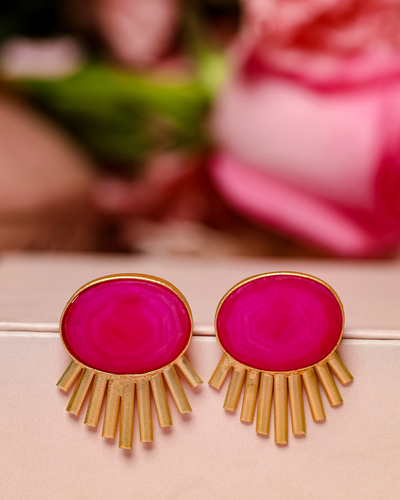 Shell Pink Handcrafted Brass Earrings